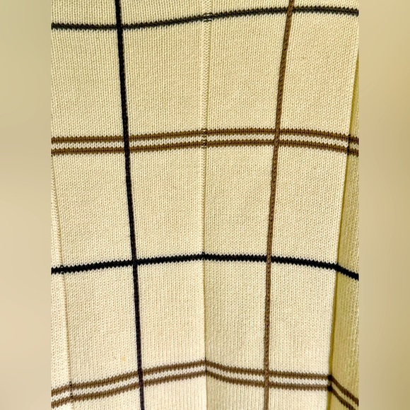 Oscar de la Renta Men's Cable Knit Plaid Cream Crewneck Sweater Size Large - Picture 6 of 9